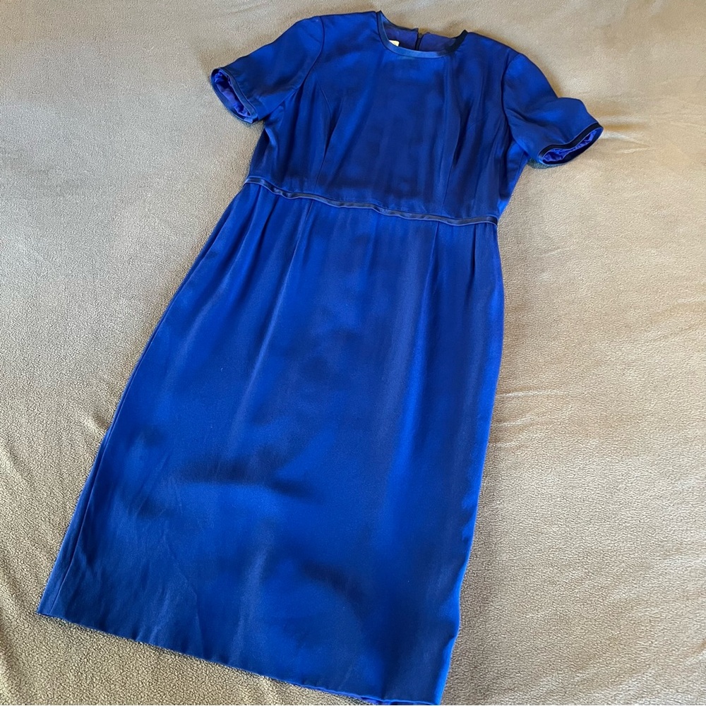 Vintage! 100% Silk The Cunningham Collection | Womens Vibrant Royal Blue Dress M